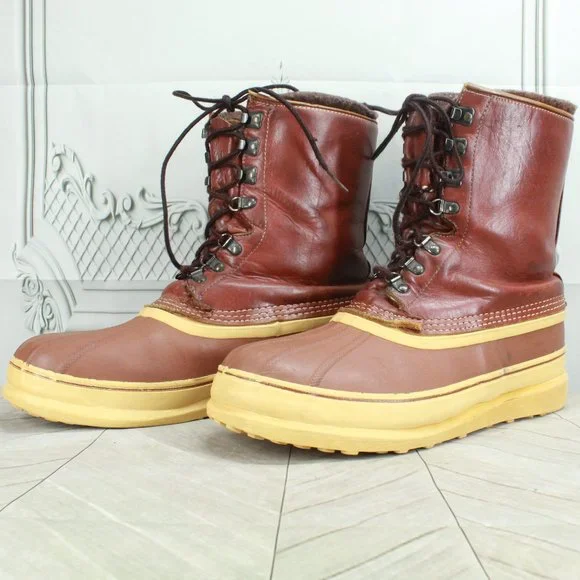 *Sorel Kaufman Brown Leather Wool Insulated Winter Duck Boots 13 Inch - Picture 2 of 9